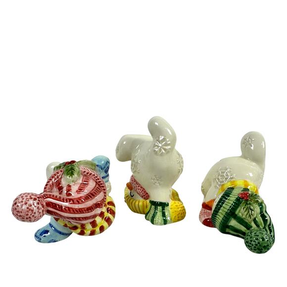 Fitz and Floyd Frosty Folks Three Tumbling Christmas Snowmen Figurines-no Box - Picture 2 of 6